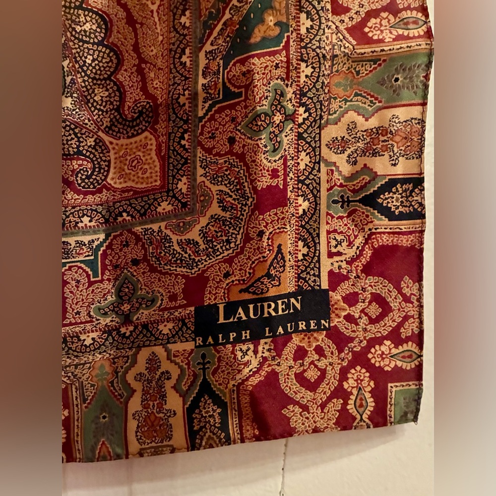 Ralph Lauren Leather Shoulder Bag & Ralph Lauren silk scarf paisley. GUC - Picture 6 of 9